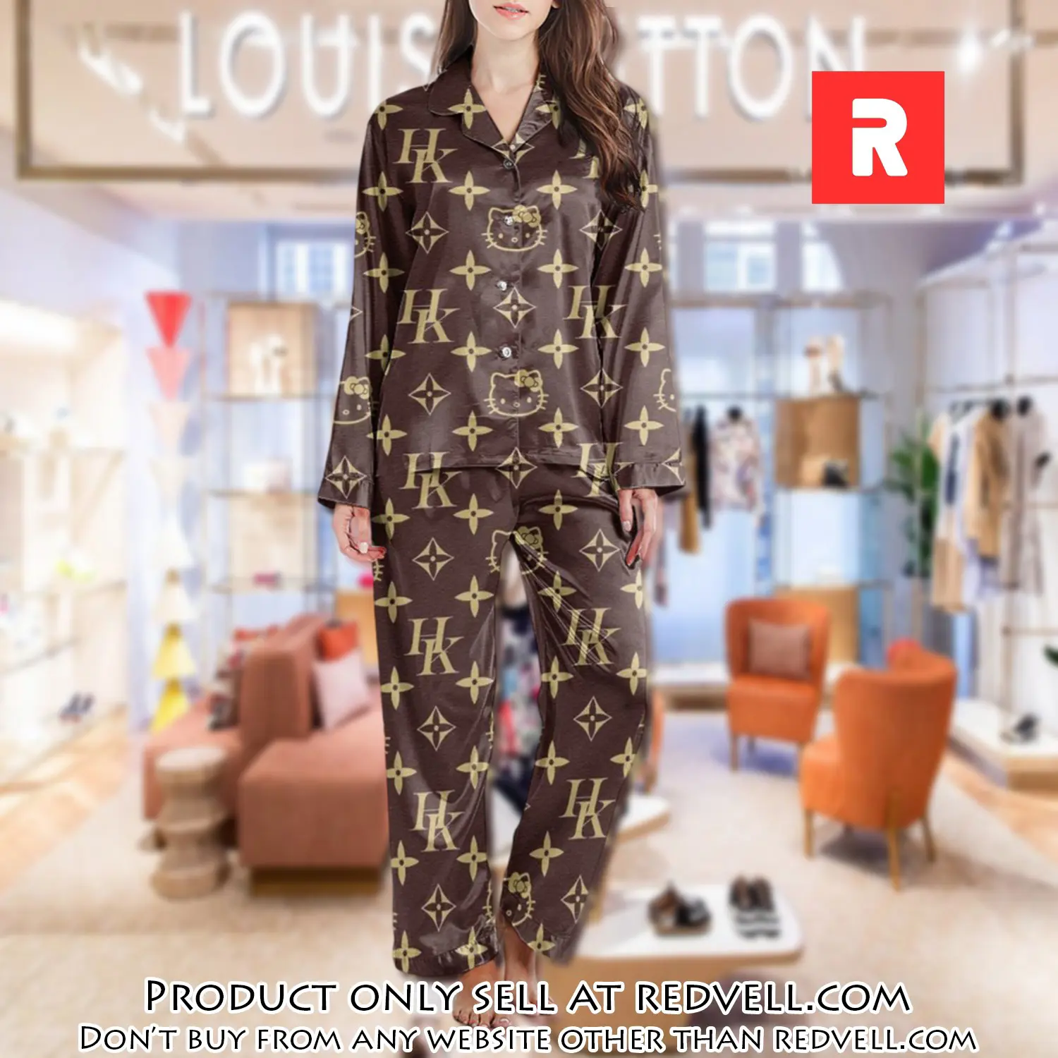 Lv monogram long satin pajama set pjs1017 rv5541497
